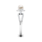 Rosec Jewels-2.50 CT Freshwater Pearl and Diamond Engagement Ring with Split Shank