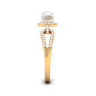 Rosec Jewels-2.50 CT Freshwater Pearl and Diamond Engagement Ring with Split Shank