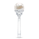 Rosec Jewels-Cultured 7.4 Carat Freshwater Pearl Diamond Engagement Ring with Split Shank