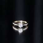 Rosec Jewels-Lotus Basket Set Cubic Zirconia Engagement Ring with Side Stones