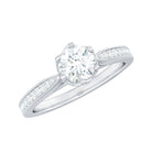 Rosec Jewels-Lotus Basket Set Cubic Zirconia Engagement Ring with Side Stones