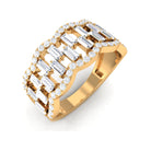 Round and Baguette Cut Zircon Classic Wedding Band Ring AAAA - Rosec Jewels