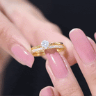 Simple Cubic Zirconia Solitaire Wedding Ring Set for Women AAAA - Rosec Jewels