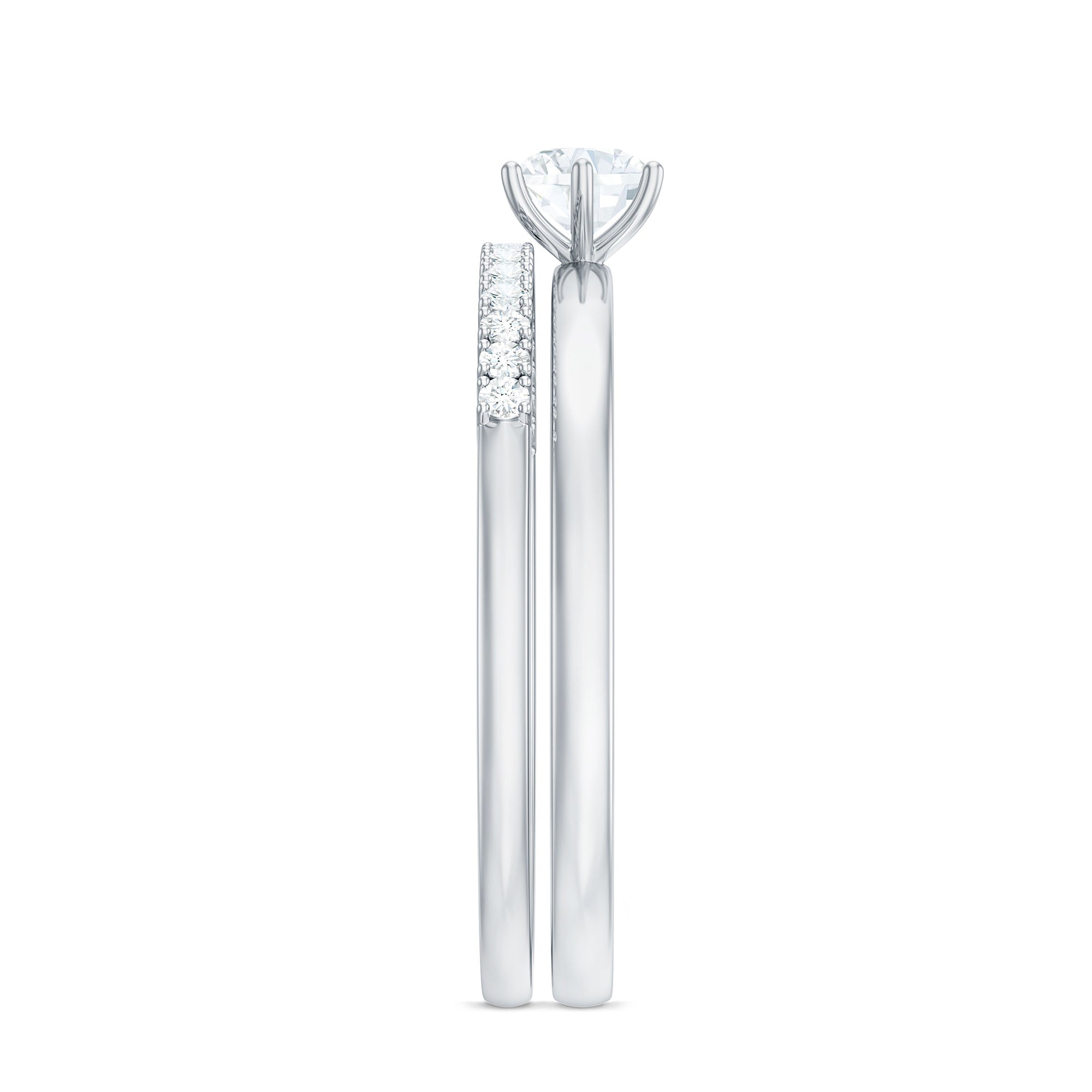 Rosec Jewels-Simple Cubic Zirconia Solitaire Wedding Ring Set for Women