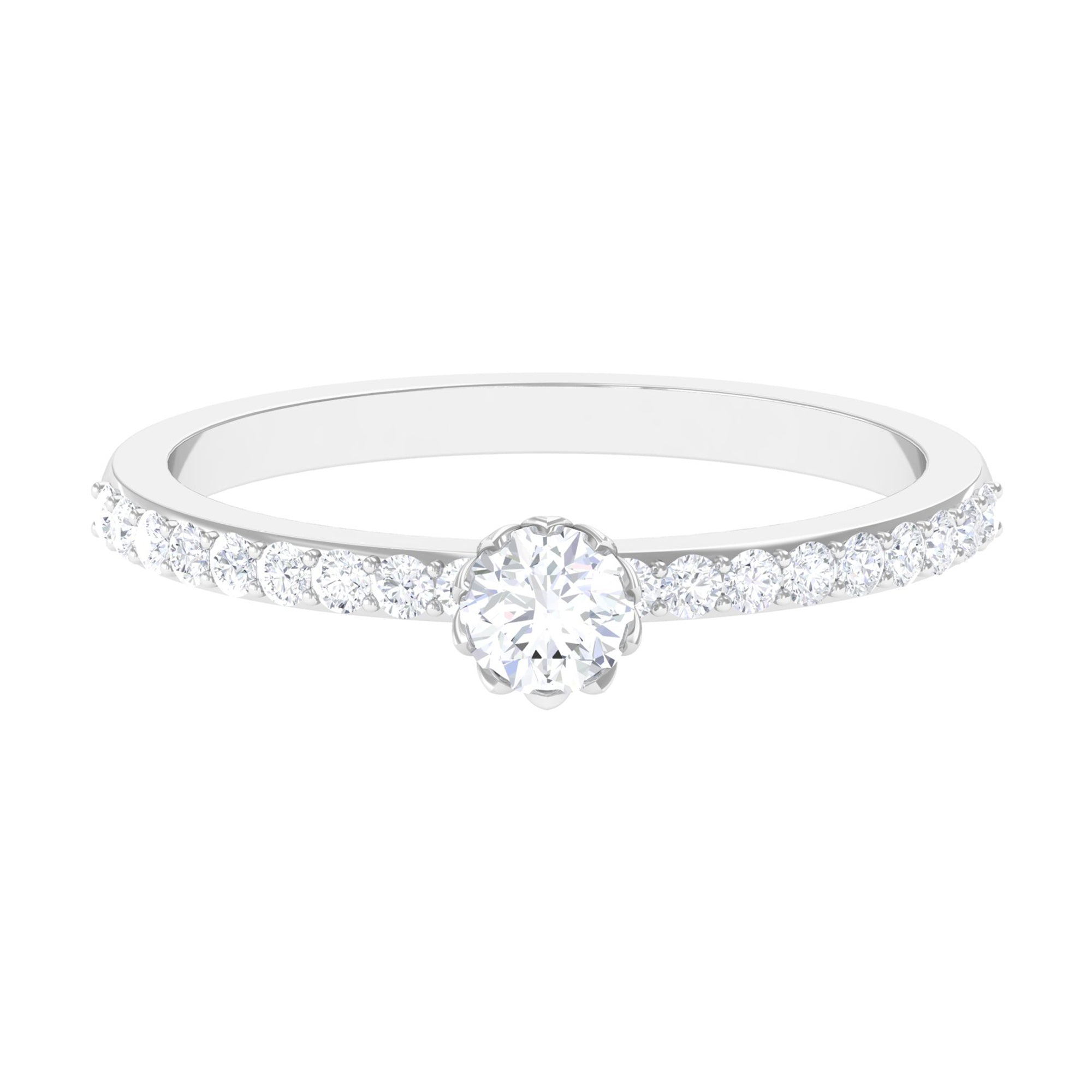3/4 CT Lotus Basket Set Solitaire Cubic Zirconia Engagement Ring AAAA - Rosec Jewels