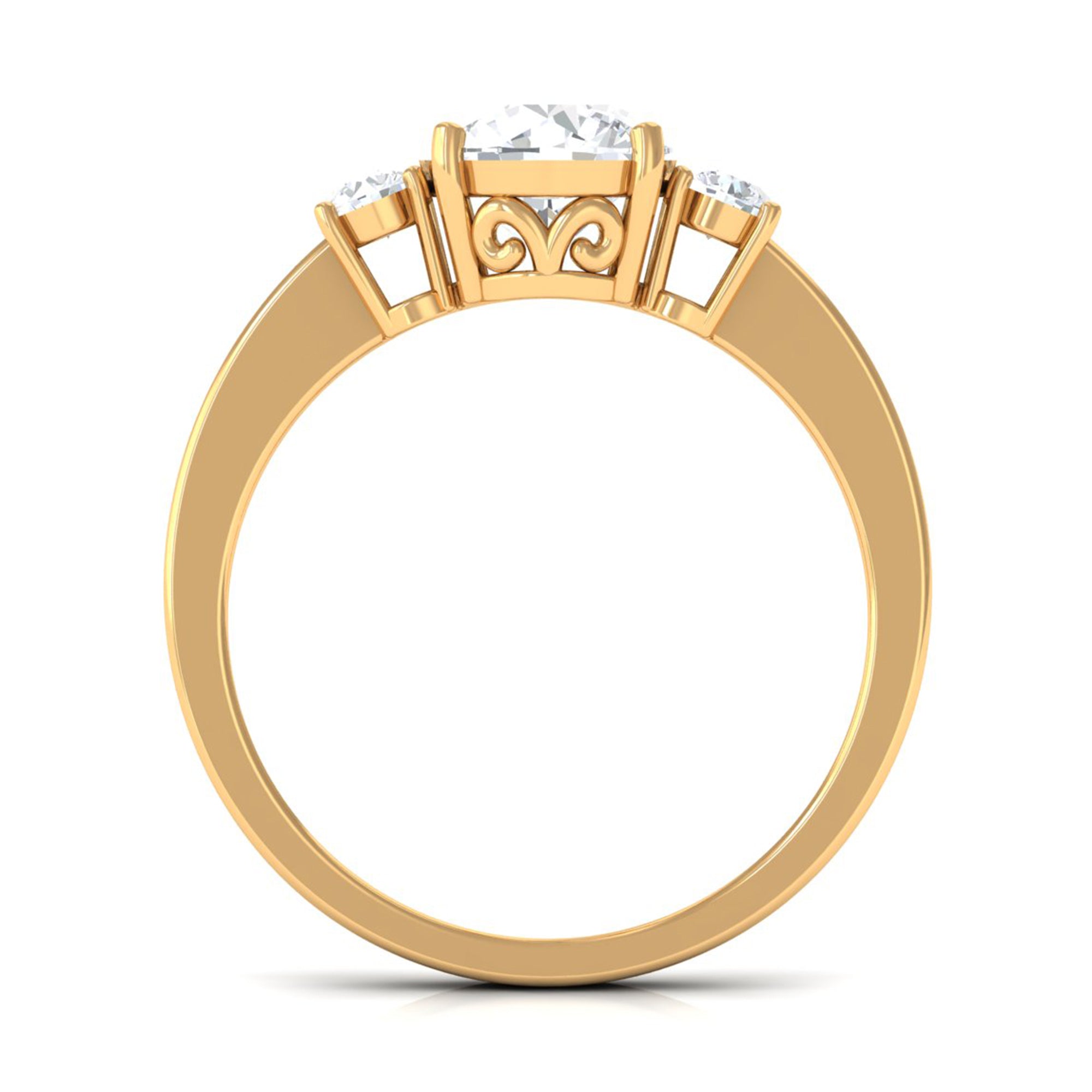 Round Cubic Zirconia Three Stone Engagement Ring AAAA - Rosec Jewels