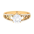 Solitaire 1 Carat Cubic Zirconia Vintage Looking Engagement Ring AAAA - Rosec Jewels