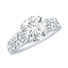 2 Carat Vintage Inspired Zircon Flower Engagement Ring AAAA - Rosec Jewels