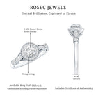 Antique Inspired Zircon Halo Engagement Ring AAAA - Rosec Jewels
