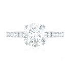 2.75 CT Zircon Solitaire Engagement Ring with Side Stones AAAA - Rosec Jewels