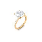 4.75 CT Zircon Solitaire Engagement Ring with Side Stones AAAA - Rosec Jewels