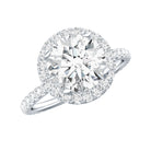 Certified Cubic Zirconia Classic Floating Halo Engagement Ring AAAA - Rosec Jewels