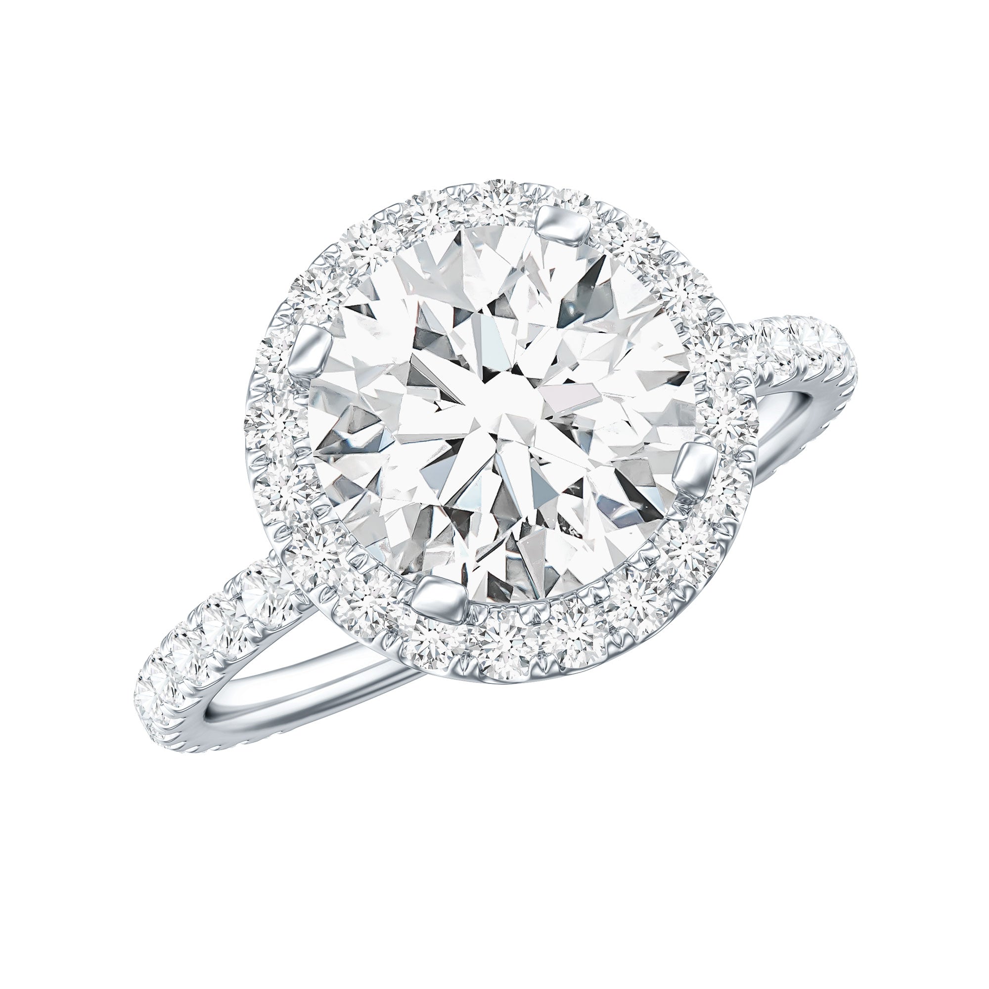 Certified Cubic Zirconia Classic Floating Halo Engagement Ring AAAA - Rosec Jewels