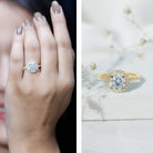 Certified Cubic Zirconia Classic Floating Halo Engagement Ring AAAA - Rosec Jewels