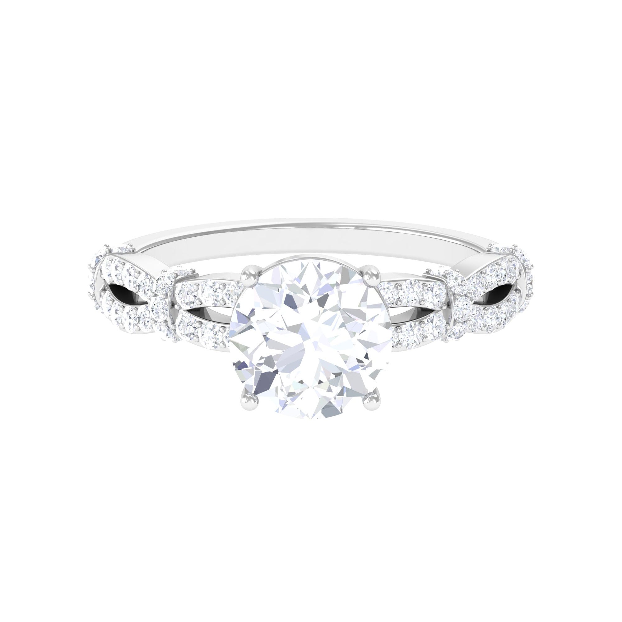3 CT Solitaire Cubic Zirconia Criss Cross Engagement Ring AAAA - Rosec Jewels