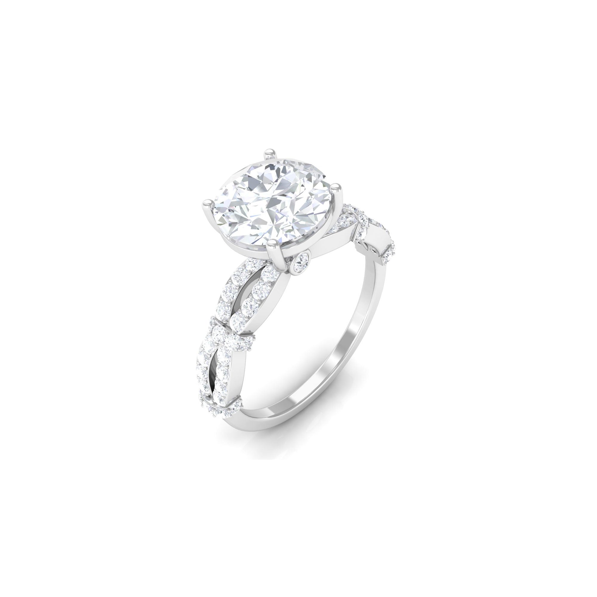 3 CT Solitaire Cubic Zirconia Criss Cross Engagement Ring AAAA - Rosec Jewels