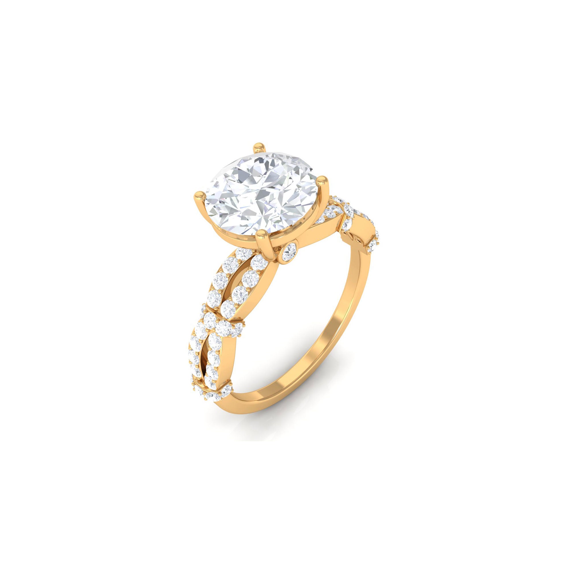 3 CT Solitaire Cubic Zirconia Criss Cross Engagement Ring AAAA - Rosec Jewels