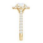 Zircon Round Engagement Ring with Floating Halo and Side Stones AAAA - Rosec Jewels
