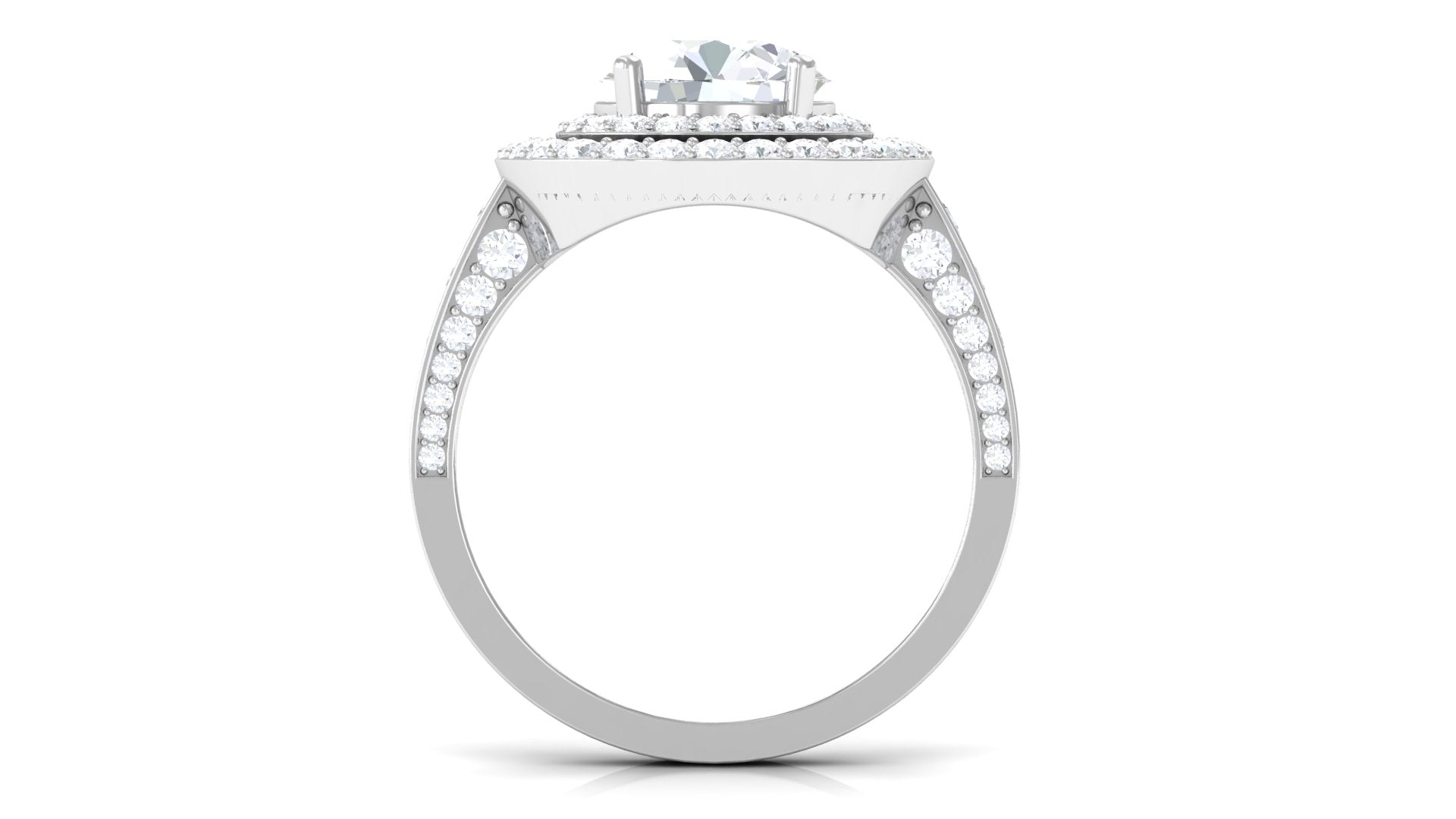 Cubic Zirconia Double Halo Engagement Ring AAAA - Rosec Jewels