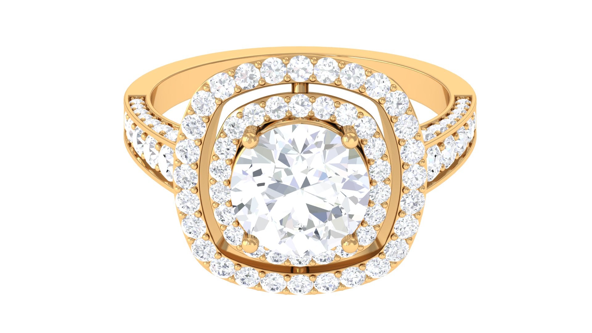 Cubic Zirconia Double Halo Engagement Ring AAAA - Rosec Jewels