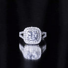 Vintage Style Cubic Zirconia Double Halo Engagement Ring with Split Shank AAAA - Rosec Jewels