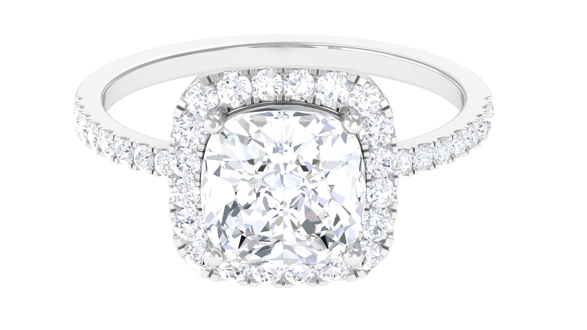 4.25 CT Cushion Cut Zircon Engagement Ring with Halo