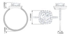 4.25 CT Cushion Cut Zircon Engagement Ring with Halo AAAA - Rosec Jewels