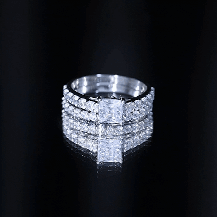 1 Carat Princess Cut Cubic Zirconia Wedding Ring Set for Women AAAA - Rosec Jewels