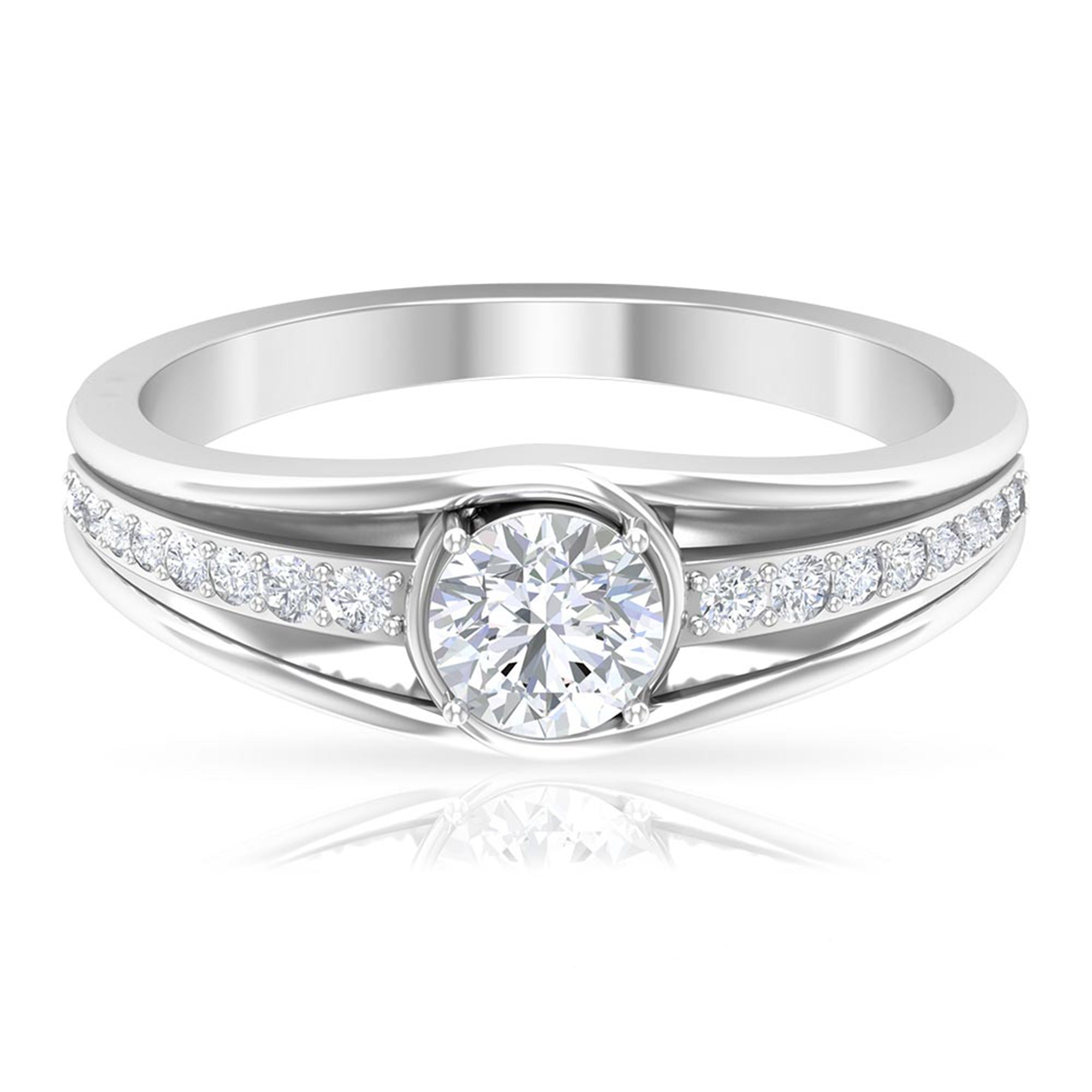 Cubic Zirconia Solitaire Band Ring AAAA - Rosec Jewels