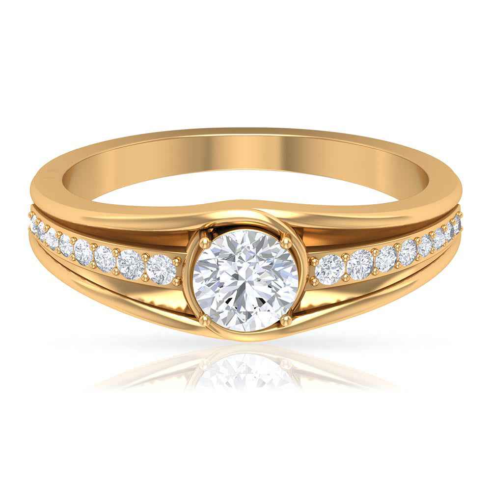 Cubic Zirconia Solitaire Band Ring AAAA - Rosec Jewels