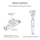 Zircon Crossover Solitaire Engagement Ring AAAA - Rosec Jewels