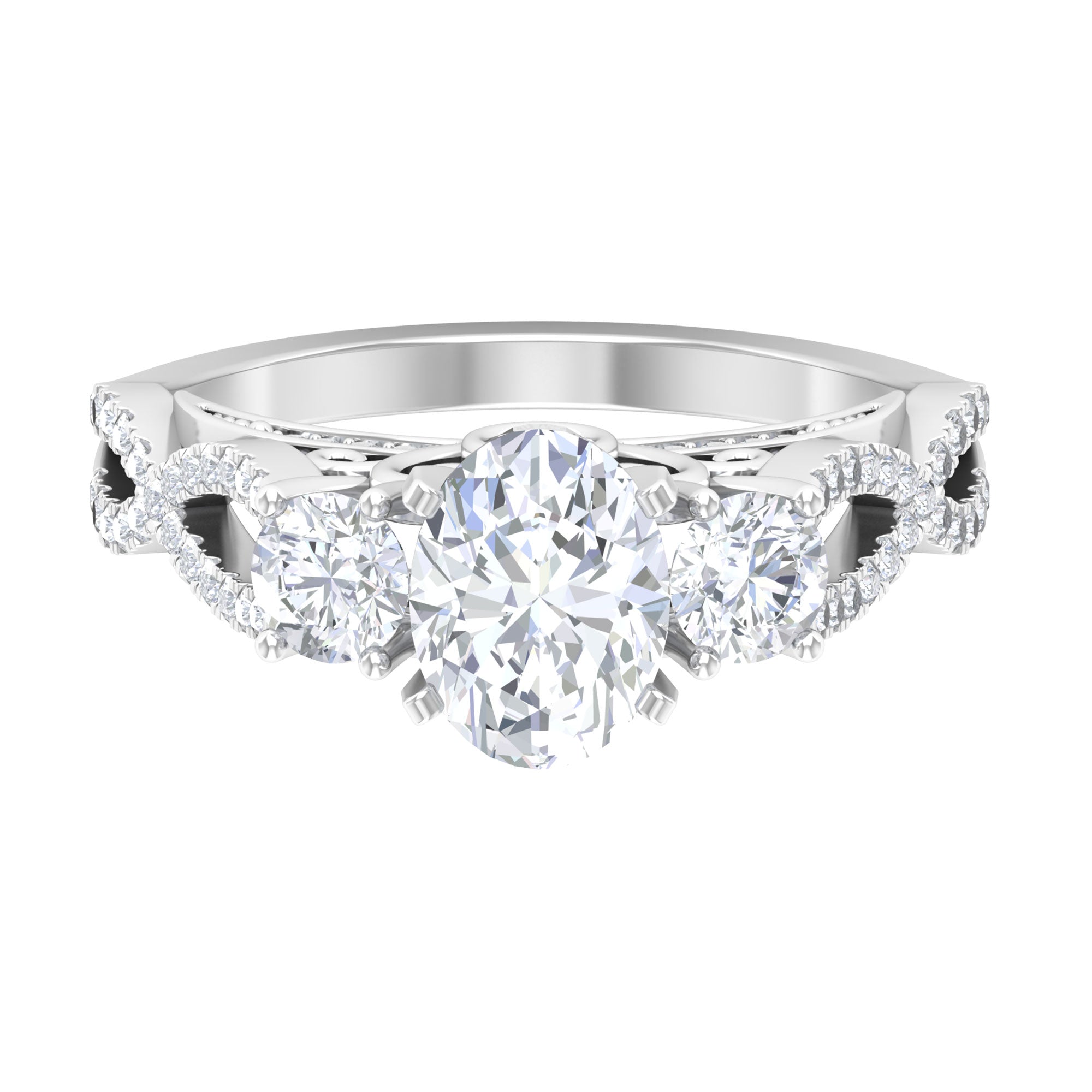 Cubic Zirconia Vintage Inspired Infinity Engagement Ring Zircon - ( AAAA ) - Quality - Rosec Jewels