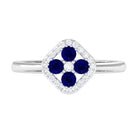 Rosec Jewels-1/2 CT Blue Sapphire Cluster Ring with Diamond Accent