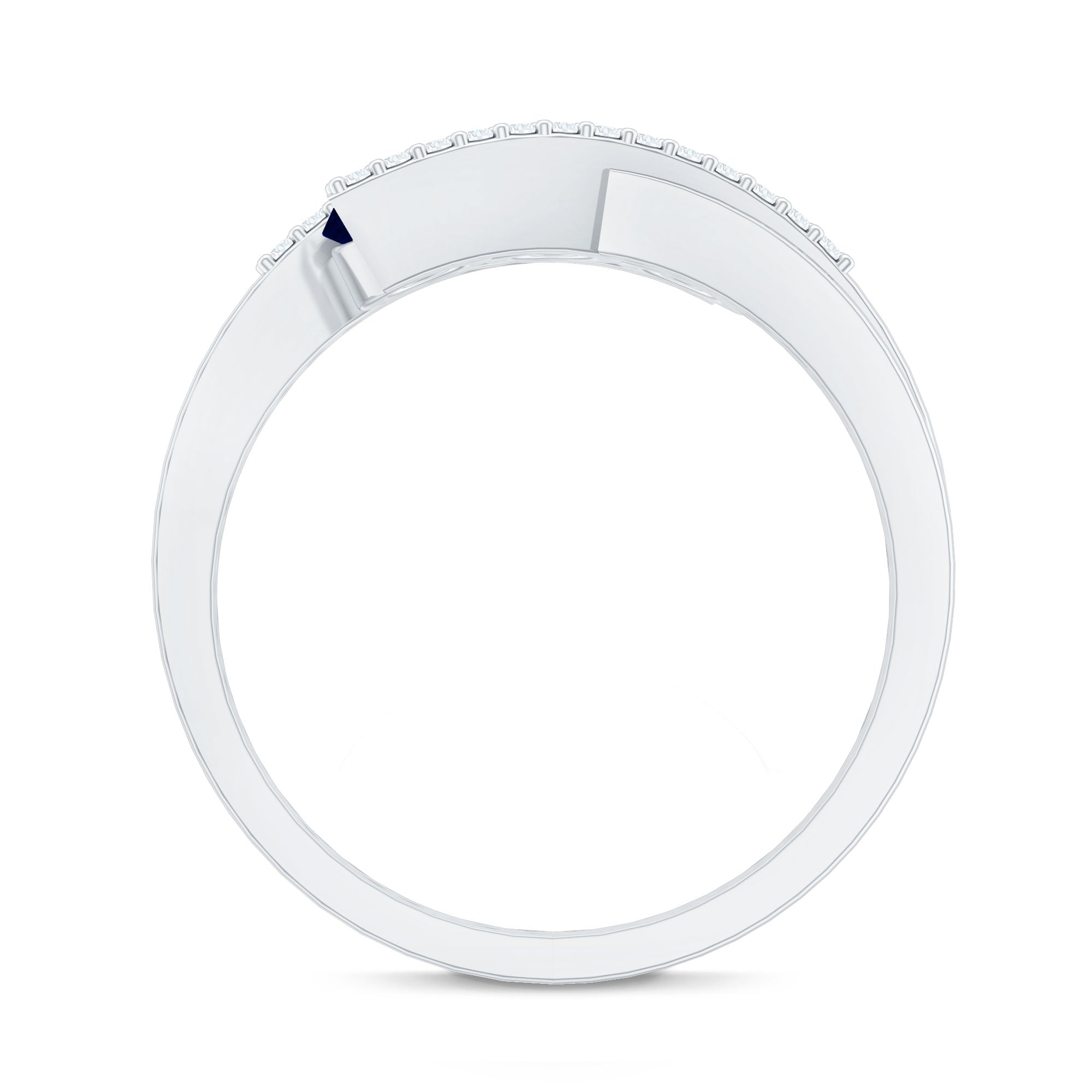 Real Blue Sapphire 3 Stone Promise Ring with Diamond Bypass Shank AAA - Rosec Jewels