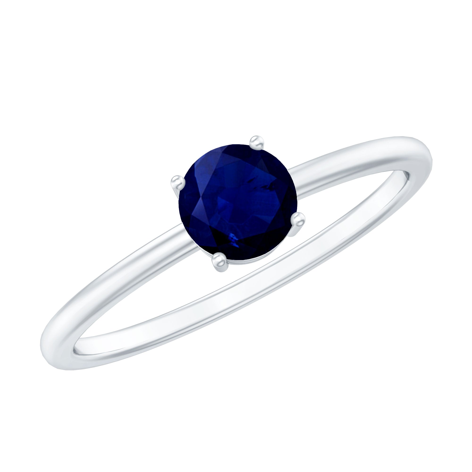 3/4 CT Round Cut Blue Sapphire Solitaire Simple Ring