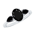 Natural Black Onyx Three Stone Engagement Ring AAA - Rosec Jewels