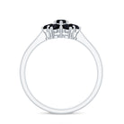 Genuine Black Onyx Flower Engagement Ring With Certificate AAA - Rosec Jewels