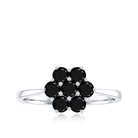 Genuine Black Onyx Flower Engagement Ring With Certificate AAA - Rosec Jewels