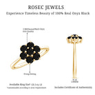 Genuine Black Onyx Flower Engagement Ring With Certificate AAA - Rosec Jewels