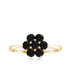 Genuine Black Onyx Flower Engagement Ring With Certificate AAA - Rosec Jewels