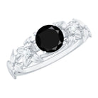 Nature Inspired Black Onyx and Diamond Engagement Ring AAA - Rosec Jewels