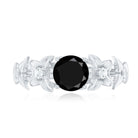 Nature Inspired Black Onyx and Diamond Engagement Ring AAA - Rosec Jewels