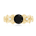Nature Inspired Black Onyx and Diamond Engagement Ring AAA - Rosec Jewels