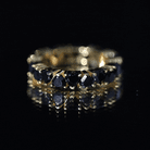Claw Set Heart Shape Black Spinel Eternity Band Ring AAA - Rosec Jewels