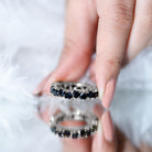 Claw Set Heart Shape Black Spinel Eternity Band Ring AAA - Rosec Jewels