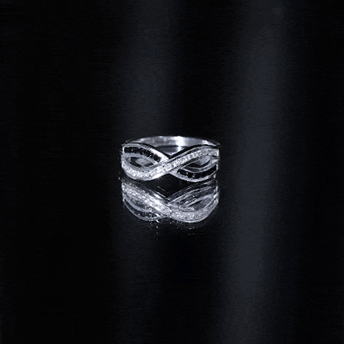 Certified Lab Grown Black and White Diamond Infinity Promise Band AAAA ( Synthetic ) - Rosec Jewels