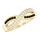 Certified Lab Grown Black and White Diamond Infinity Promise Band AAAA ( Synthetic ) - Rosec Jewels