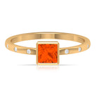 Rosec Jewels-Princess Cut Fire Opal Solitaire Promise Ring with Diamonds