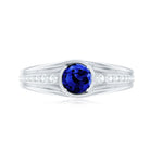 Rosec Jewels-1 CT Created Blue Sapphire and Diamond Classic Engagement Ring