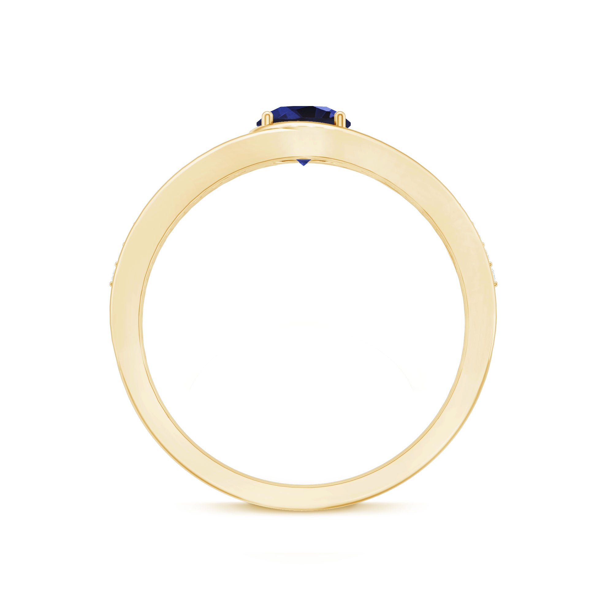 Rosec Jewels-1 CT Created Blue Sapphire and Diamond Classic Engagement Ring